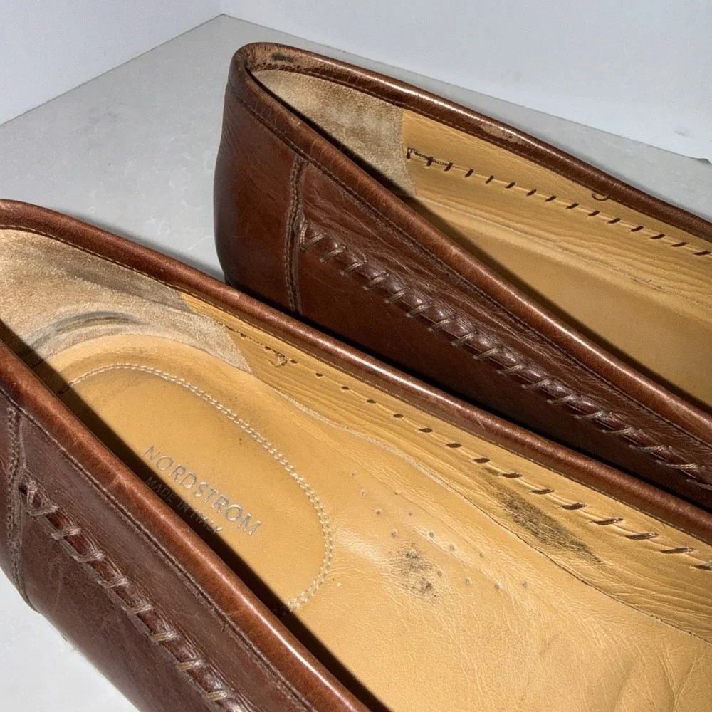 Nordstrom Brown Leather Tassel Loafers, Italy, , Size 14 D EXCELLENT